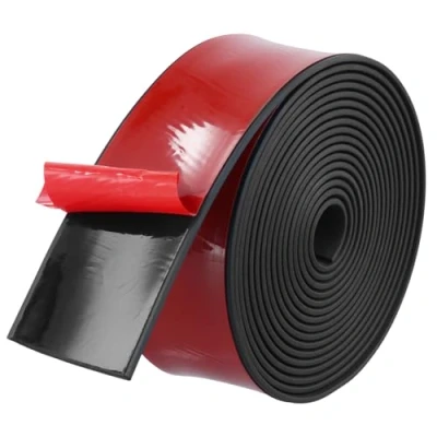 Imagen de QWORK® 3 Metros Tira de Goma Adhesiva Neopreno 40 mm x 2 Antideslizante, Impermeable, Resistente a Calor y Aceite para sellar el suelo, junta protección contra vibraciones