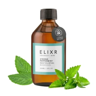 Imagen de ELIXR Orgánico para la boca Strong Peppermint enjuague bucal ayurvédico natural aceite dental, y enjuagar tirar, el