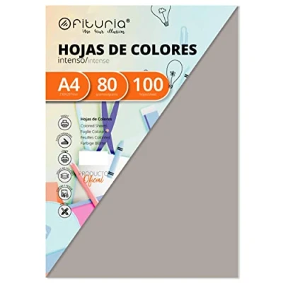 Imagen de Pack 100 Hojas Color Gris Tamaño A4 80g