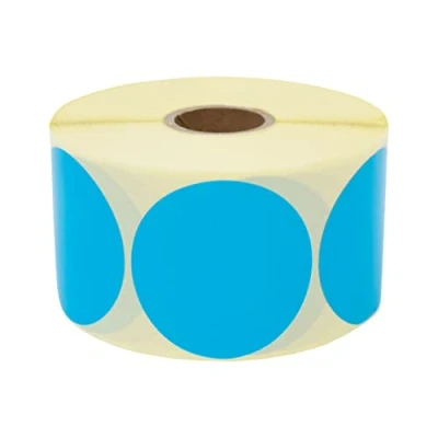 Imagen de Prolac 1000 unidades de puntos adhesivos coloridos en rollo, 25 x mm, azules, adhesivos, redondos, ideales para la identificación oficina