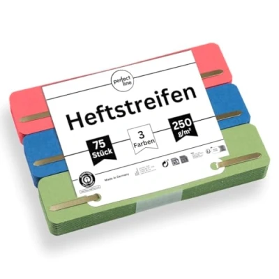 Imagen de perfect line 75 tiras de cartón reciclado, 250 g/m², fabricadas en Alemania (rojo, verde, azul)