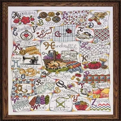 Imagen de Design Works Stitching ABC Juego de Punto Cruz (con Mensaje en inglés), diseño del abecedario ilustrado inglés, Multicolor
