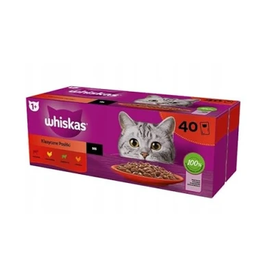 Imagen de Whiskas Comida húmeda para gatos Adult 1+ Selección clásica en salsa 40 x 85 g Mega Pack