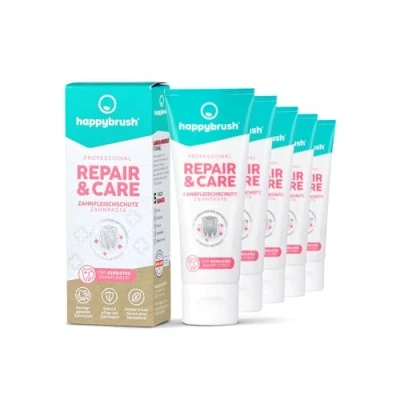 Imagen de happybrush® pasta de dientes vegana SuperClean con sabor a menta Una natural para unos sanos Pack ahorro (5 tubos 75 ml)