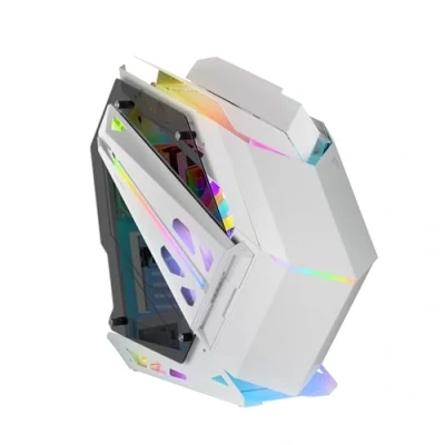 Imagen de MARSGAMING MC Titan, Caja Gaming RGB XXL ATX, Doble Tira LED e Iluminación Frontal ARGB, Hub + Mando a Distancia, Compatible con Placas Base Soporte Refrigeración Líquida, Blanco