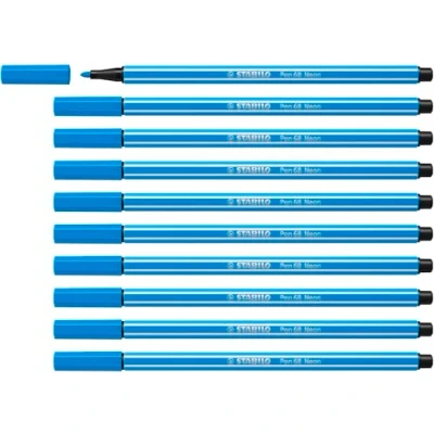 Imagen de Rotulador STABILO Pen 68 Caja con 10 unidades Color azul fluorescente