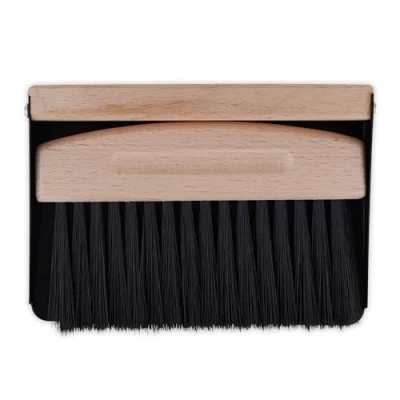 Imagen de Relaxdays Juego Set Escoba Mesa con Recogedor, Recogemigas Encimera, Barredor Escritorio, Madera Haya/Metal, Negro/Natural, 4 x 15,5 11 cm