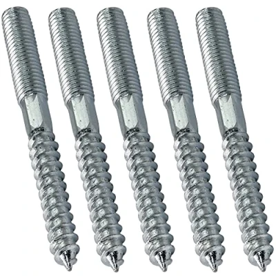 Imagen de AERZETIX C44777 Juego de 5 Tornillo doble rosca espárrago punta atornillar metal/madera con o sin taco Ø8x80mm acero galvanizado color plata