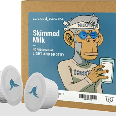 Imagen de Leche Desnatada Cápsulas 70 Compatibles con las maquinas Dolce Gusto®* (Leche Desnatada, Cápsulas, Porciones) Por Lazy Ape Coffee Club