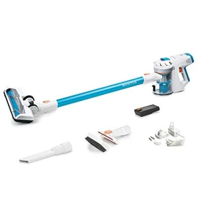 Imagen de Genius Invictus X7 Aspirador inalámbrico 2 en 1 (13 Piezas) con Potencia de succión 380 W y Luces LED integradas, batería Iones Litio (30 min), Color Blanco Azul