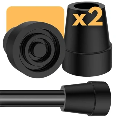 Imagen de OrtoPrime PACK x2 Tacos muletas ANTIDESLIZANTES Conteras Tubos 18mm 19mm y 20mm para bastones Puntas de goma 2 UNIDADES