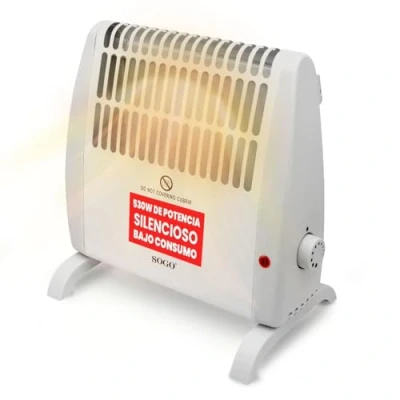 Imagen de Sogo Estufa de Convección, Calor Instantáneo y Silencioso, Termostato Ajustable, Protección contra Sobrecalentamiento, Blanco, Compacta (27.5 x 18 27.8 cm), Ideal para Espacios Pequeños (SS 18405)