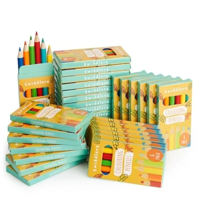 Imagen de TWIDDLERS 180 Lápices de colores (30 paquetes 6) Cilindro redondo Fácil agarre (8,7 cm longitud) Ideal Para llenar bolsas Fiesta, Cumpleaños Infantiles y Aulas