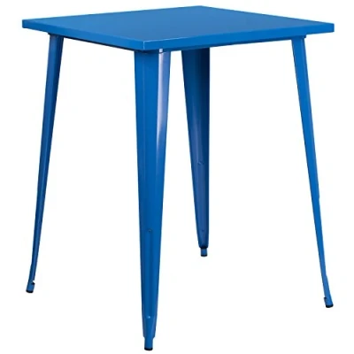 Imagen de Flash Furniture Muebles Mesa Cuadrada de Metal Grado Comercial Pulgadas para Interiores y Exteriores, Blue, 31.5&quot; Square