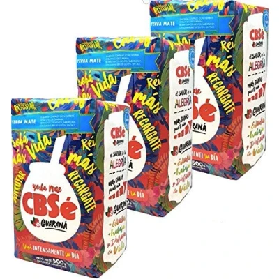 Imagen de CBSé Yerba Mate con guaraná, proporciona energía, 500 g (3x500gr)