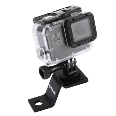 Imagen de Puluz Accesorios de moto espejo / perno, soporte fijo metal bicicleta para GoPro Hero 5 sesión 4, negro, plata 4 3 2, cámara acción deportiva