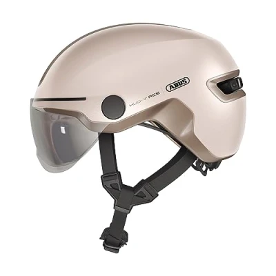Imagen de ABUS casco urbano HUD y ACE elegante de bicicleta con visera luz LED trasera magnética recargable para hombre mujer beige, talla L
