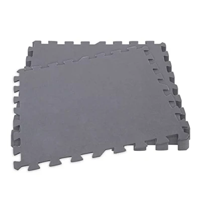 Imagen de Protector suelo, suelo goma EVA, 8 piezas, pieza 50x50 cm, 190 cm², Puzzle tapiz, jardín, resistente al agua, secada rápido, color gris, INTEX