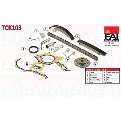 Imagen de FAI AutoParts TCK103 Juego de Cadena distribución con juntas, ruedas dentadas Símplex, pasadores OPEL: Frontera B SUV, Astra G Coupé