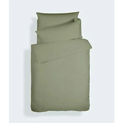 Imagen de Bianca Plain Dyed Military Green Juego Sábanas Cama de 90 cm 100% Algodón Percale