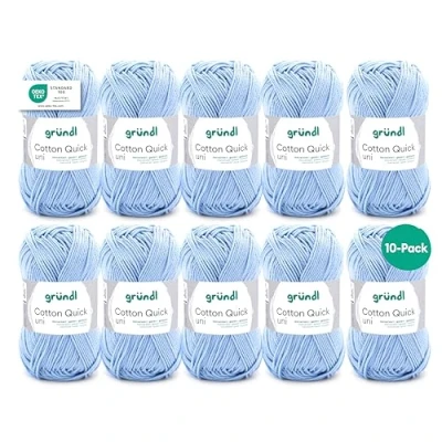 Imagen de Gründl Cotton Quick Uni, 10 ovillos de 50 g (Hilo Colores 100% algodón, Certificado Oeko Tex, / 125 m, tamaño Aguja: 3 4, x g)