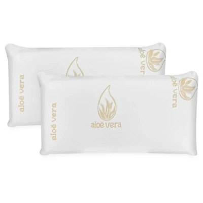 Imagen de amuéblate online Almohada Viscoelástica Visco Aloe Vera Máximo Confort y Excelente Adaptabilidad con Propiedades Antiestrés 2 Unidades de 80 x 40 cm