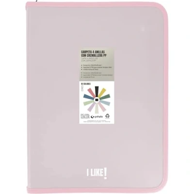 Imagen de Grafoplas Carpeta Anillas a4 con Cremalleras A4+, Rosa Soft, 4 25mm, Incluye Compresor Plástico, Colección Papeleria Like, Material Polipropileno, Perfecto Escolar