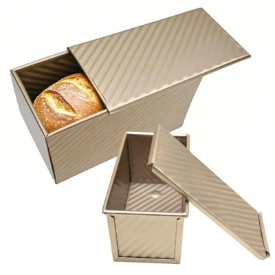 Imagen de 2 piezas Molde con Tapa para Pan,Molde Hornear pan, Bandeja de Liberación Rápida Orificios Ventilación,Plato tostadas grandes (21x11.5x11cm) y plato pequeñas (19x9.5x8cm)