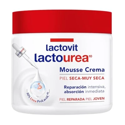 Imagen de Lactovit Mousse Crème Hidratante Lactourea para Cuerpo y Cara de 24 Horas Hidratación, Pieles Secas Muy Secas, Reparación Intensiva la Piel, Absorción Inmediata Tacto Sedoso 400 ml