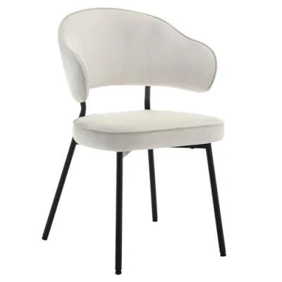 Imagen de WOLTU Silla de Comedor Cocina Tapizada en Terciopelo Suave Ergonomica con Respaldo y Brazos para Salón Dormitorio Patas Metal, Blanco, BH389cm 1