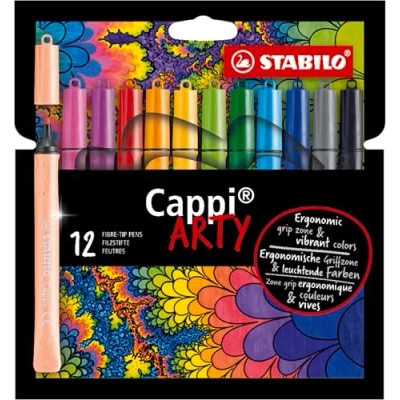 Imagen de Rotulador STABILO Cappi Estuche ARTY Con 12 colores anilla para no perder los tapones