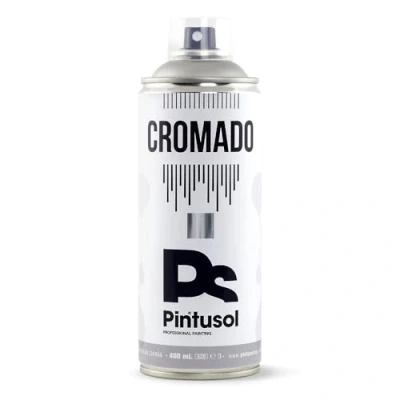 Imagen de PINTUSOL Pintura Cromada en Spray, Acabado Efecto Cromado, Resistencia UV Alta Opacidad, Fácil Aplicación, Multisuperficie Madera Metal Plástico, Profesional Cromo Espray 400ml