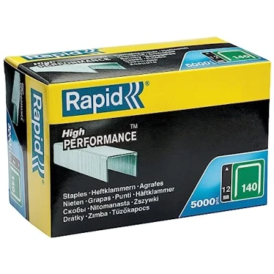 Imagen de Rapid Caja de Grapas Corona Plana para Plástico, Cartón y Alfombras N.º140 Acero Galvanizado, 12 mm 5.000