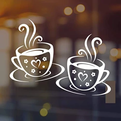 Imagen de Tazas pegatinas de pared arte cocina vinilo café calcomanía decoración la taza azulejos blancos transferencia cita del té, el café, hogar