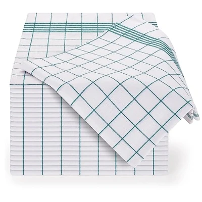 Imagen de Blumtal paños de cocina algodon 50x70cm en juego 20 trapos 100% para secar súper absorbentes verde a cuadros