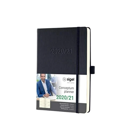 Imagen de SIGEL C2101 Agenda semanal 2020/2021, Conceptum, 18 meses, tapa dura, 14,8 x 21,3 cm, negro