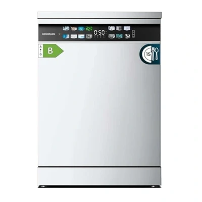 Imagen de Cecotec Lavavajillas 60 cm Libre Instalación Bolero Aguazero 6700 B. 15 Cubiertos, Bajo Consumo, Motor Inverter Plus, Pantalla Fullcolor XXL, Tercera Bandeja, 8 Programas, Dual Zone Wash, Blanco