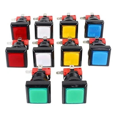 Imagen de EG STARTS 10x Arcade forma cuadrada botón luminoso LED con micro switch En la arcada de máquina juego consolas videojuegos Jamma kit piezas lámpara 12V 33mm Botones