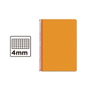 Imagen de Cuadernos marca LIDERPAPEL modelo CUADERNO ESPIRAL FOLIO SMART TAPA BLANDA 80H 60GR CUADRO 4MM CON MARGEN COLOR NARANJA