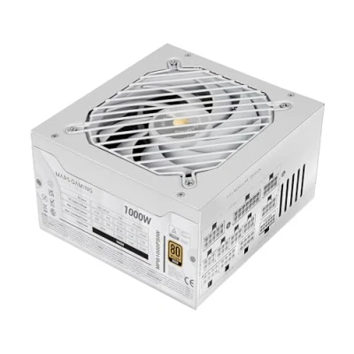 Imagen de MARS GAMING MPB1000PSI, Fuente Alimentación Full Modular ATX 1000W, 10 Años Garantía, 80Plus Gold 90%, Ventilador SI 14cm, Tecnologías AI2 RPM, DC y SMD, 3.1, PCIe 5.1,lanco