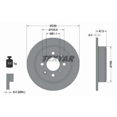 Imagen de TEXTAR PRO 92077903 Disco de freno 239 9 04/08 100 macizo revestido sin perno sujeción rueda, buje rueda HONDA: CIVIC 6 Hatchback