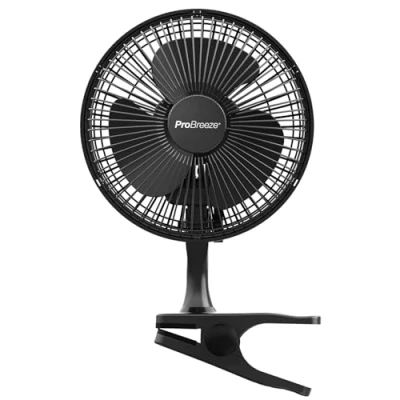 Imagen de Pro Breeze Mini Ventilador de Sobremesa con Pinza I Pequeño Eléctrico Funcionamiento Ultra silencioso y 2 Configuraciones Velocidad 15W para Hogar, Cama, Oficina Escritorio