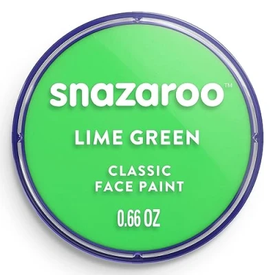 Imagen de Snazaroo Pintura facial y corporal, 18 ml, color verde lima, profesional a base de agua, pastilla aquacolor individual para adultos, niños efectos especiales