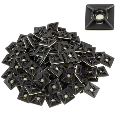 Imagen de Lot de 100 Negro Cable Tie bases 19 mm x (3/10,2 cm) Premium Supports fixation adhésive par Gocableties