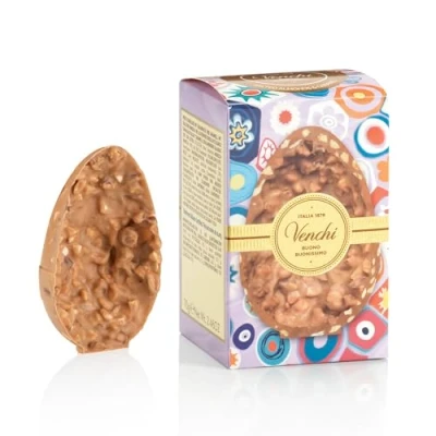 Imagen de Venchi Huevo de Chocolate Mignon, Sabor Gourmet Almendra Salada y Caramelo, 70 gr, Sin Gluten, Sorpresa, Colección Pascua, Idea Regalo