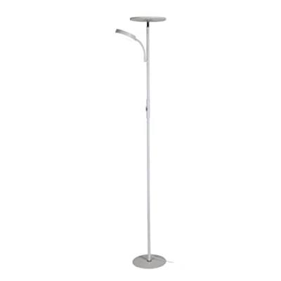 Imagen de BEL AIR HOME Lámpara de Pie Salón Led 15W+10W Con Dimmer, Lagos 4000K Blanco, Diseño Moderno en Metal, Protección Ocular y Altura 174cm, Ideal Iluminación Ambientes Lectura (BLANCO)