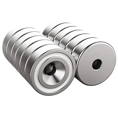 Imagen de Magnetpro 12 piezas imanes 7 KG fuerza 16 x 5 mm con agujero y cápsula, imán en recipiente avellanado tornillos