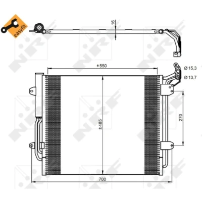 Imagen de NRF EASY FIT 350054 Condensador con secador, junta anular 15,3 13,7 Aluminio 550