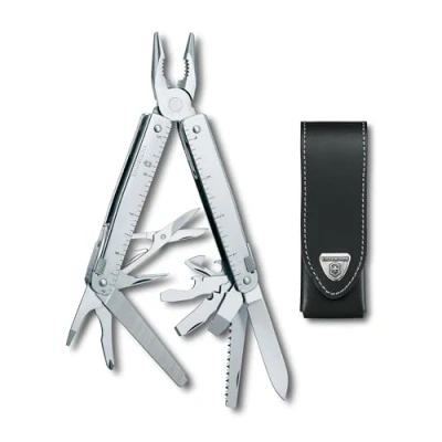 Imagen de VICTORINOX Herramienta multifunción Swiss Tool X, 26 funciones, Hecha en Suiza, multiherramienta con hoja bloqueable, incl. estuche de piel, color plata