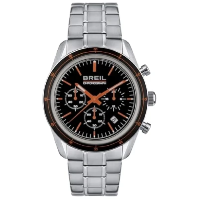 Imagen de BREIL Reloj UMAN Release Esfera Mono Clock Movimiento CRONÓGRAFO Cuarzo Negro y Pulsera DE Acero Plateado TW1937